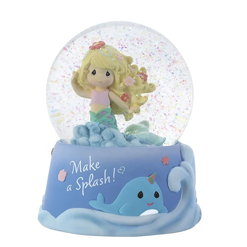 polyresin cute mermaid snow globe custom snow globe for wedding Souvenir
