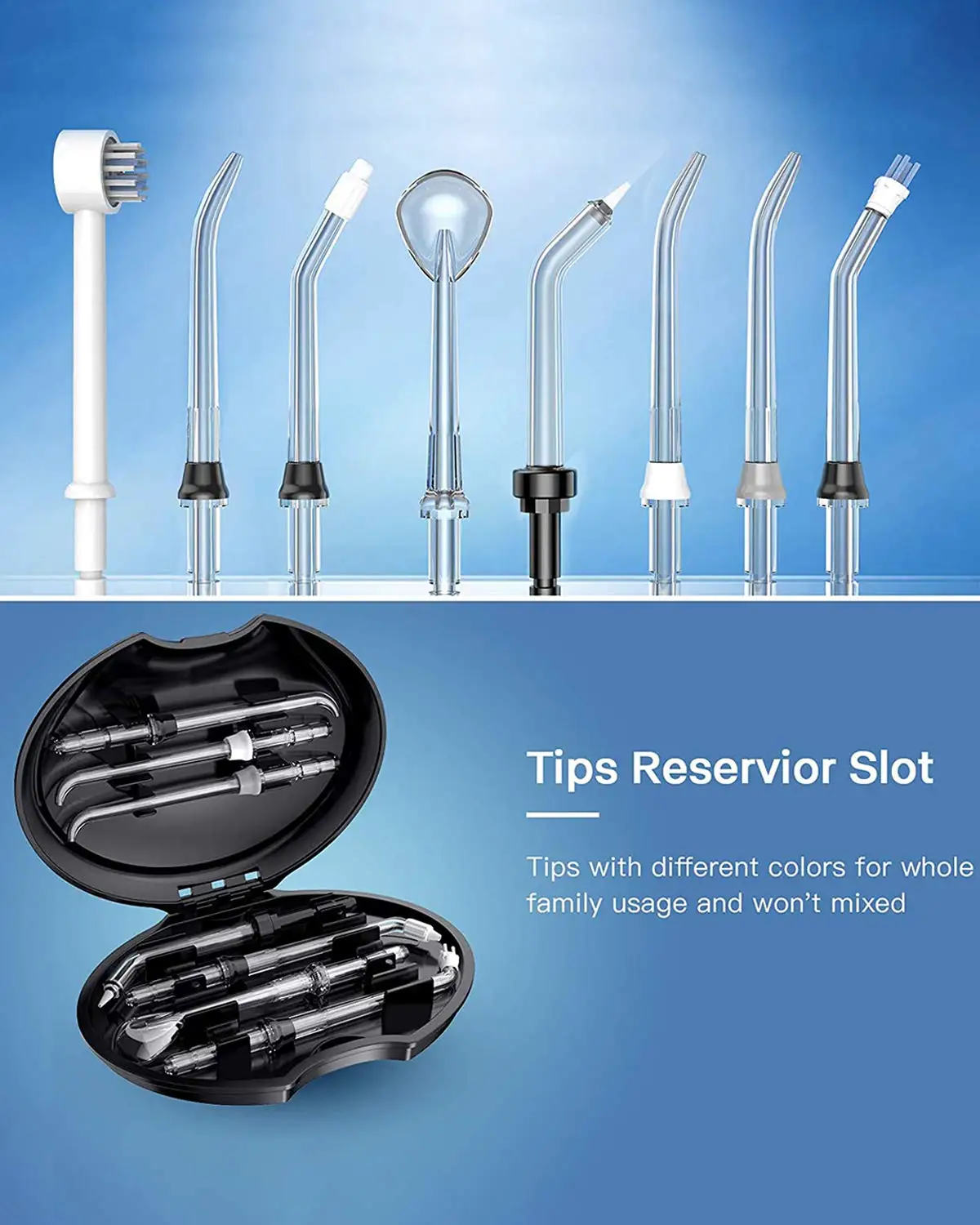 
2021 Electric Power Dental Water Jet Floss Tips Countertop Water Flosser 600ml 