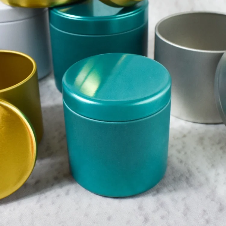 LZ Popular 2oz mini Candle Jar Round Shape Metal Seamless Massage Candle Tin Box Can with lid paint tin can for candles