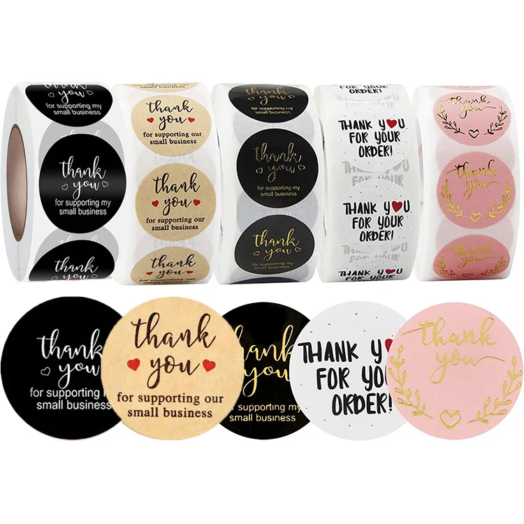 1 Inch Best Selling 500pcs Per Roll Label Sticker Thank You Sticker For Small Business