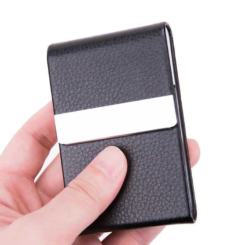 Wholesale Promotion Gift Fashion PU Leather Business Card Holder Case Custom Metal Card Holder