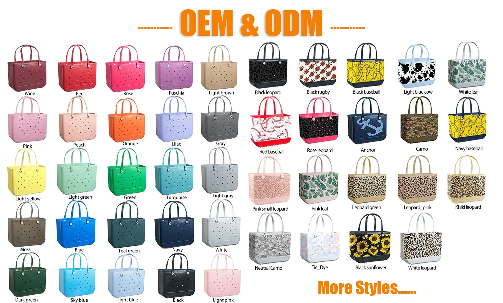 2023 New OEM Customize Printed Beach Bag EVA Handbag Basket Large Tote Eva Handbags Silicone Totes Beach Bogg Bag