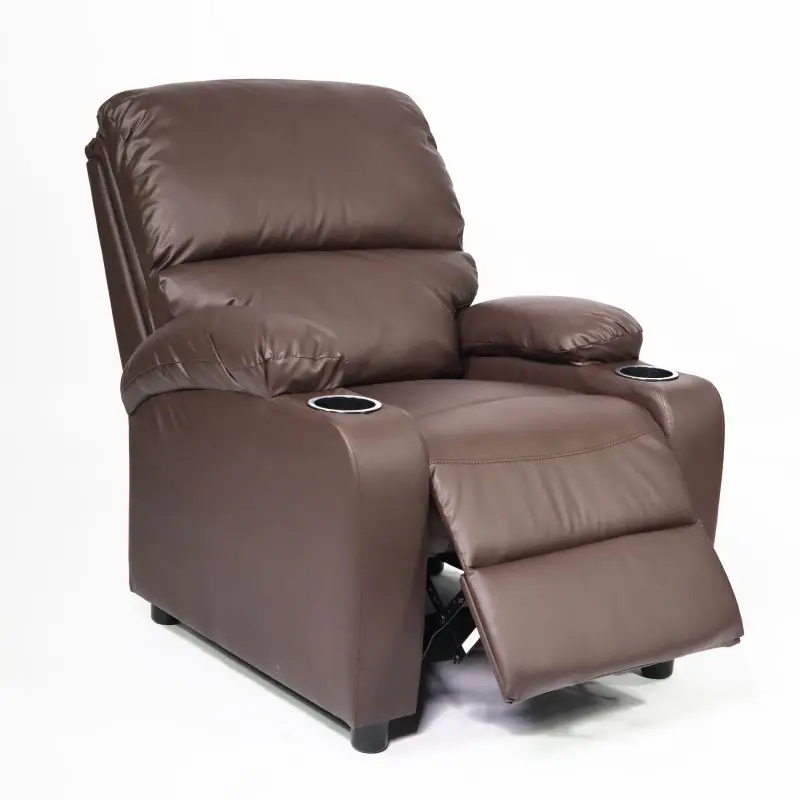 New pattern  modern simple leather art single living room with cup rest Stretch function recliner chair
