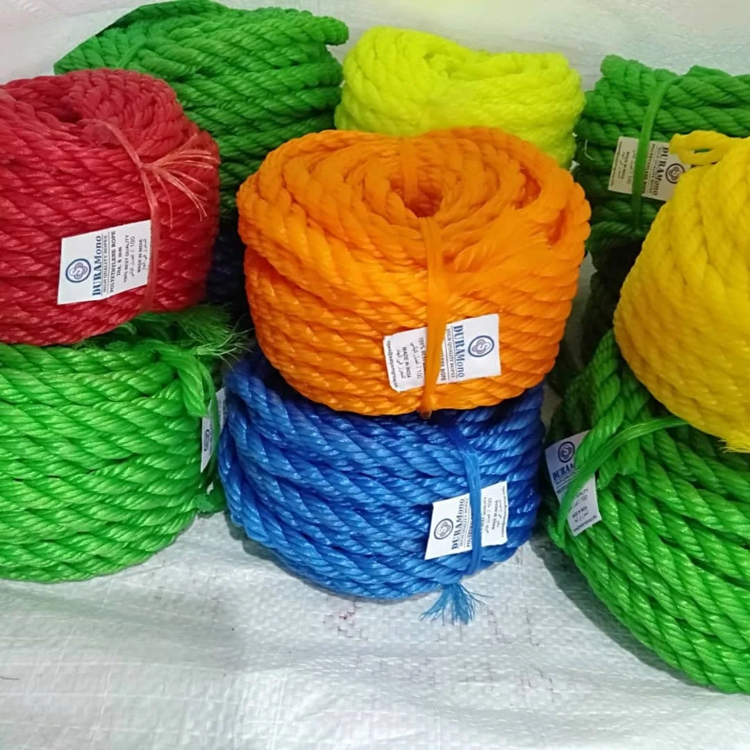  Полиэфирная веревка HDPE 2 мм/3 мм/4 мм/5 мм/6 мм 3-жильный трос из полиэтилена/ПП витая Катушка рулон Ханка с индийского завода