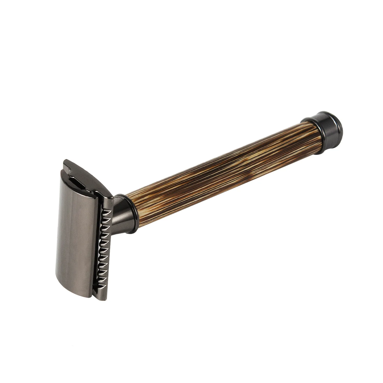 Natural Bamboo Safety Razor with Gun Metal Razor Head