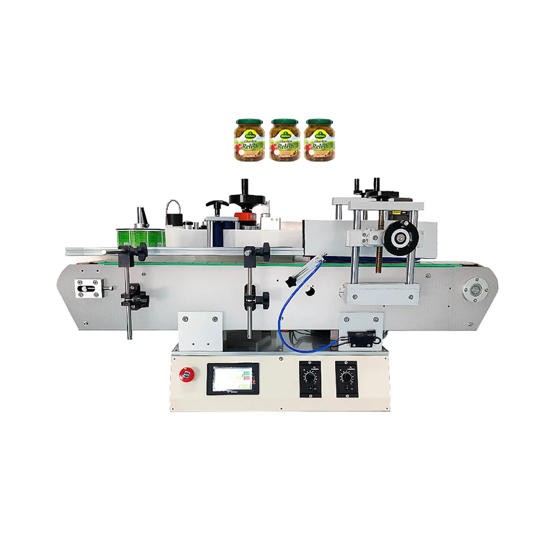 stand alone mini desktop automatic tin can lipstick vial wine round tube water bottle sticker small labeling machine