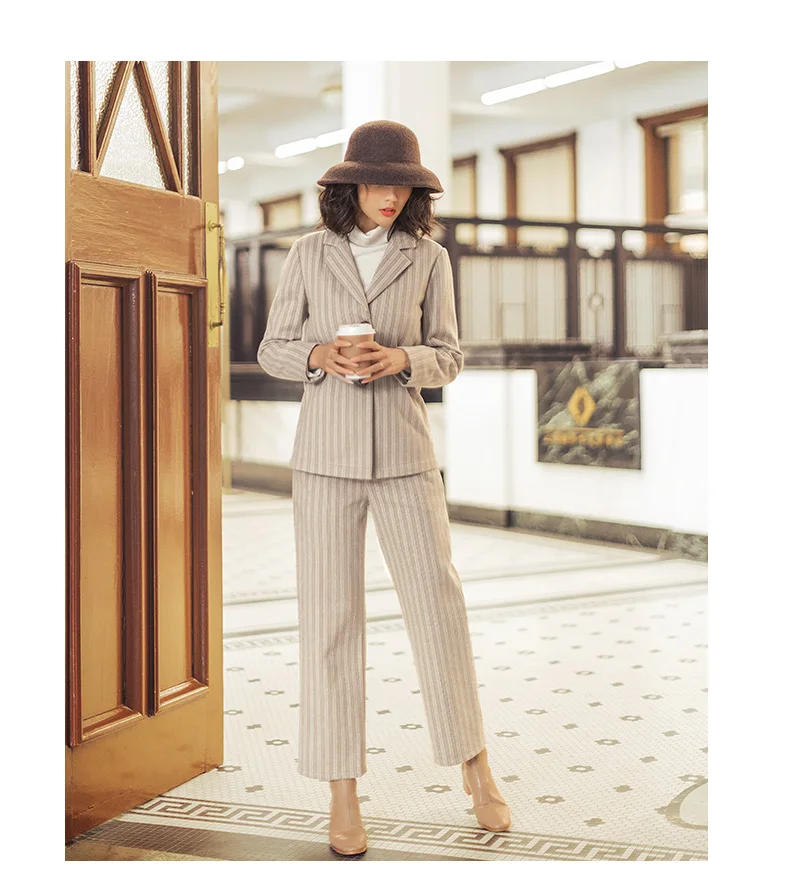 New Style Design Straight Striped Business Suits Women Blazer Suit