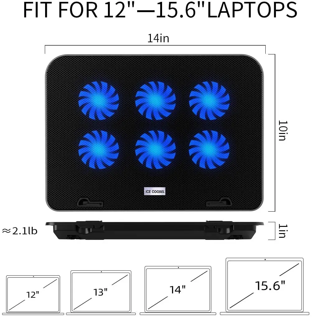 China Wholesale Adjustable laptop Cooler High-speed low noise  Cooling Stand with 6 fans