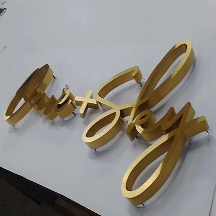 company logo design metal sign letters business name sign store front sign Gold Mirror Stainless Steel 3d Metal Letter