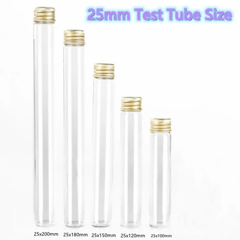 Transparent Flat Bottom Test Tube for With Aluminum Screw Cap 20mm 22mm 25mm 30mm