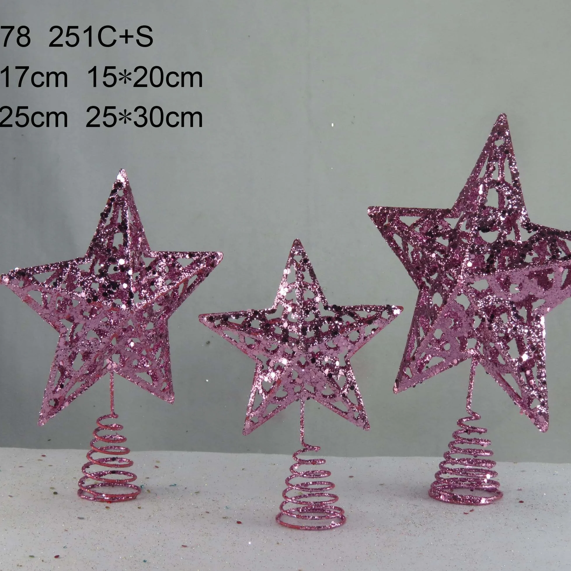 beautiful snowflake shaped Christmas tree decoration tree topper Xmas tree star glitter metal star