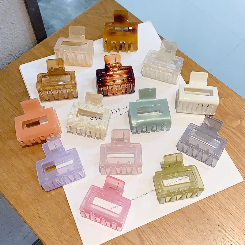 Good Quality Clips For Thick Mini Korean Plastic Simple Square Geometry Acetate Hair Claw