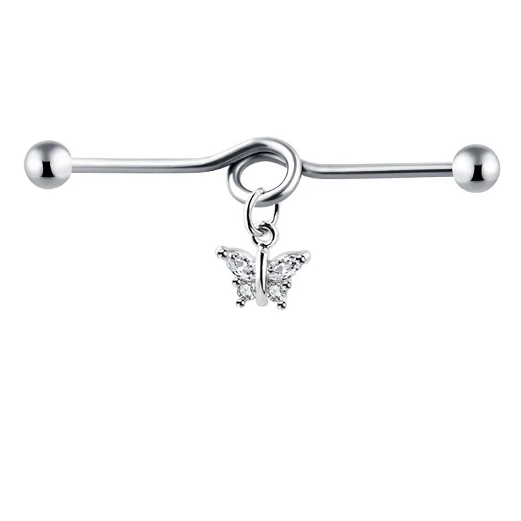 Statement Earrings Stainless Steel Body Jewelry Gold Butterfly Zirconia Piercing Earrings