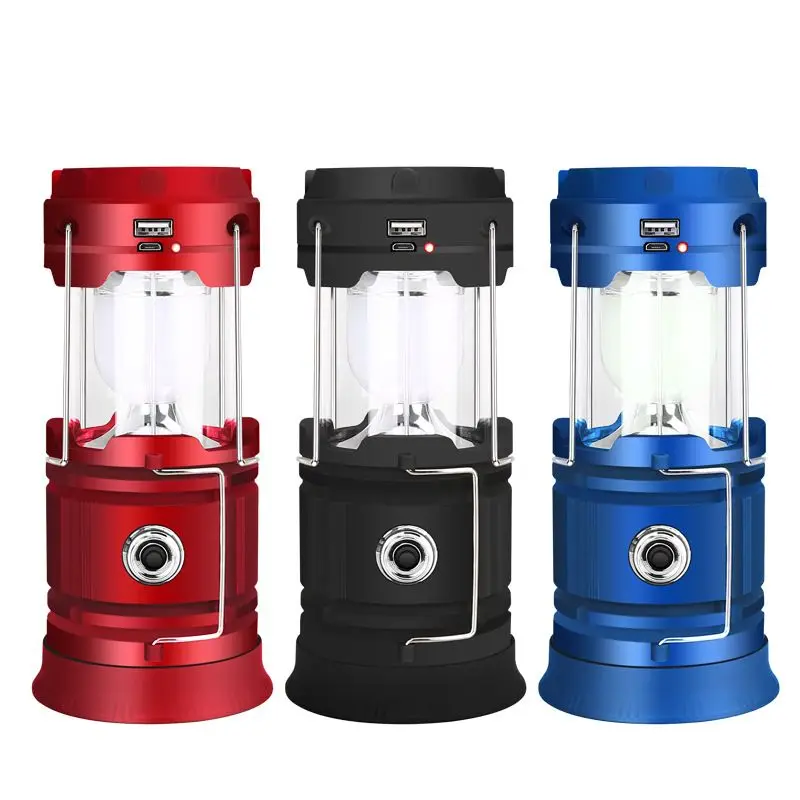 Telescopic LED Camping Light Portable Zoom Flashlight Multifunctional Rechargeable Powerbank Tent Lamps Solar Battery Charge
