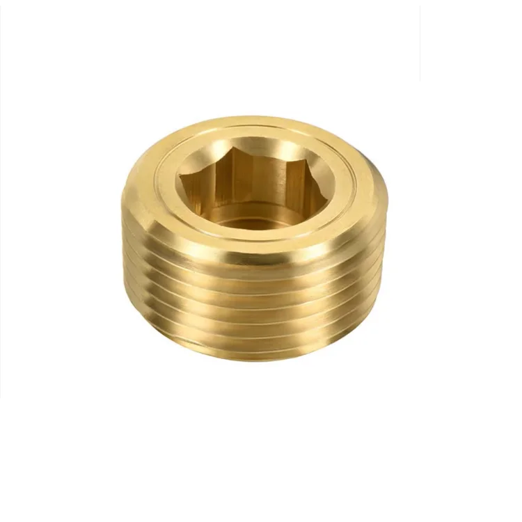 Brass Hex Socket End Inner Hexagon Plug Oil Water Pipe Fitting with BSPT/BSPP/NPT Male Thread  Pipe Fitting