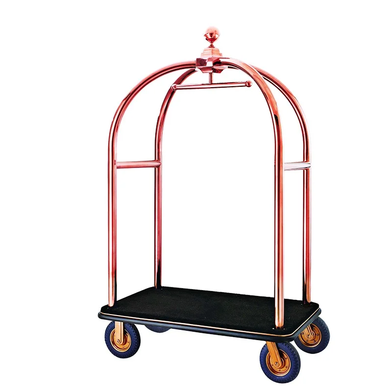 Hotel Luggage Trolley Cart Stainless Steel Concierge Birdcage Bellman Baggage Cargo Cart