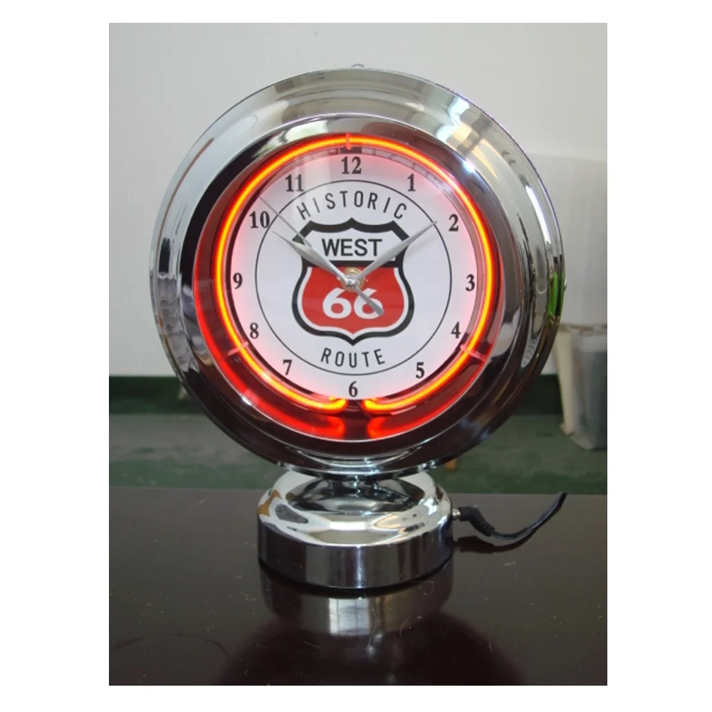 19inch plastic neon clock double neon light luminous wall clock