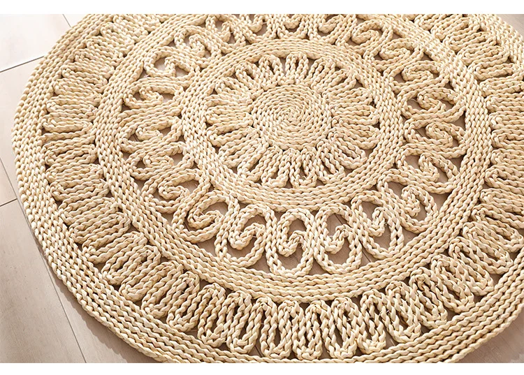 Large Size Round Corn Husk Woven Teaism Rush Cushion Grass Braid Yoga Seat Cushion Insulation Placemat