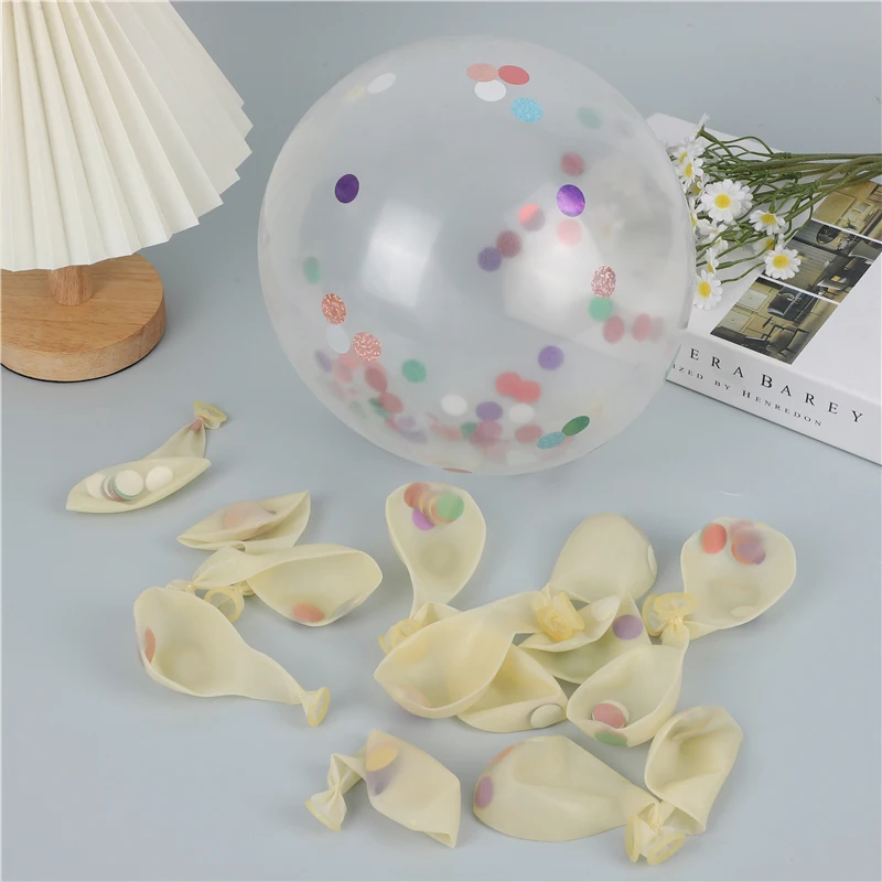 12inch 2.8g MS-TM-12 Transparent Mix Color Round Confetti  Balloons 100pcs per bag For Wholesales Party Birthday Decoration Etc.