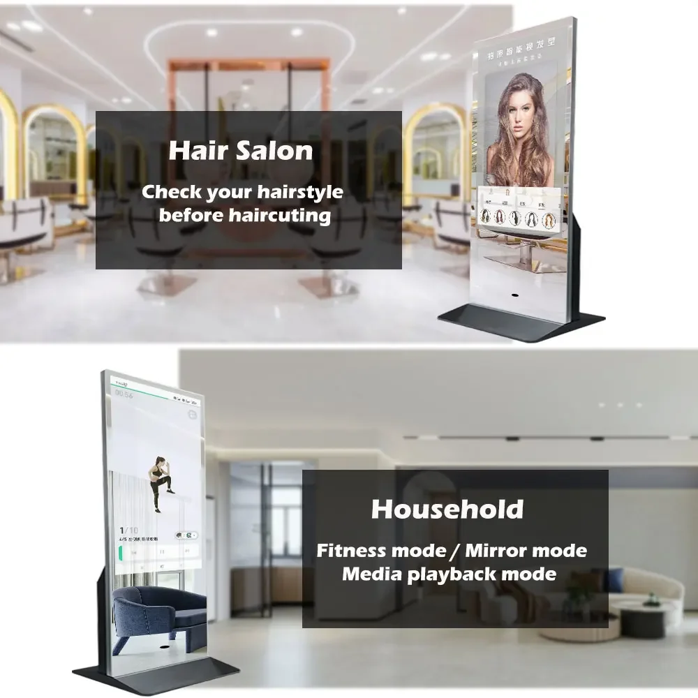 Virtual Home Gym Full Size Body Smart Workout Gym Mirror Display Vanity Virtual 23inch Fitness Smart Mirror Magic Training