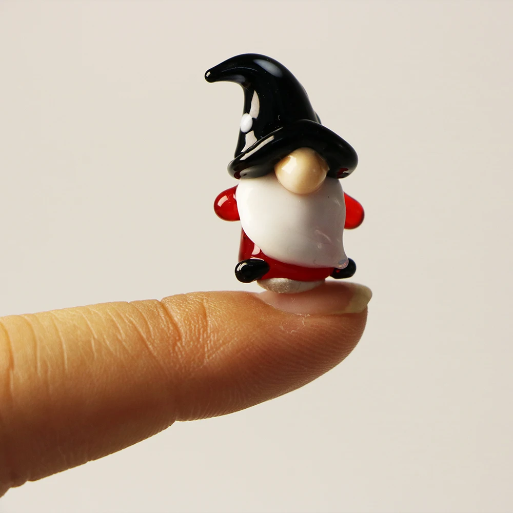 Handmade Christmas Ornaments Decoration Custom Murano Lampwork Glass Miniature Gnome Figurine
