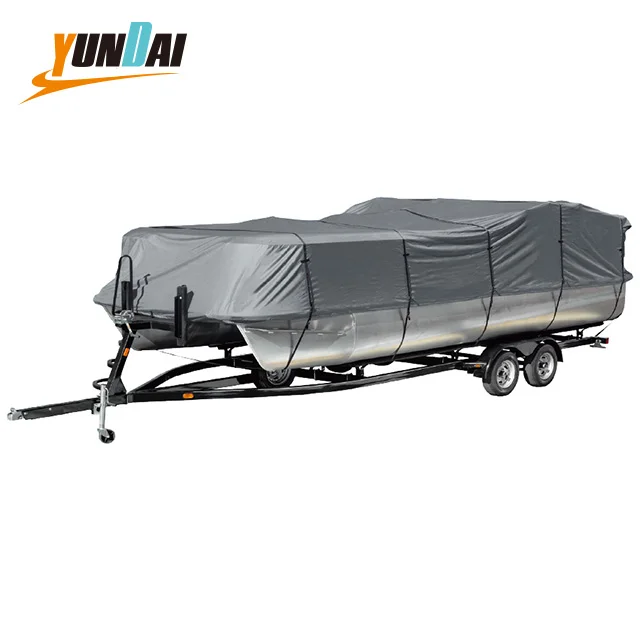 YUNDAI 600D Pontoon Boat Cover 17-20 FT Heavy Duty Waterproof Canvas Dinghy Marine Polyester Boat Cover