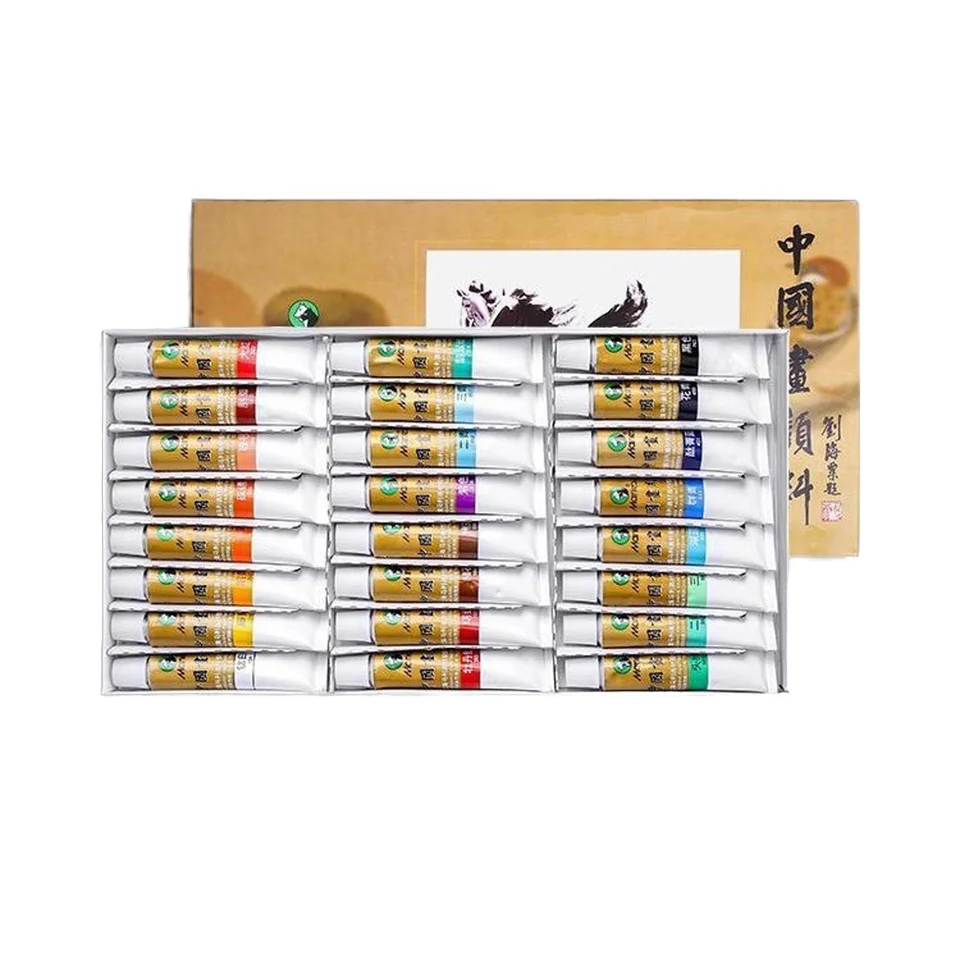 Maries 24 colors Professional Chinese Painting Pigments Ink Wash Gongbi Art Supply Set Boxed Multi Color Paints