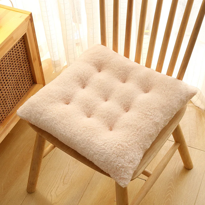 High Quality Solid Color  Square Comfortable Thicken Home Office Chair Cushion Soft  Plush Seat Cushion