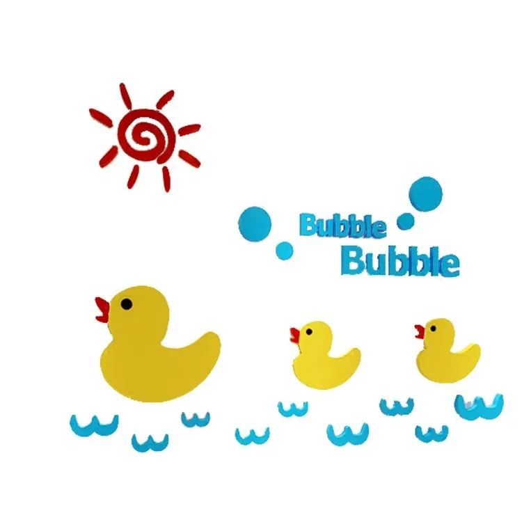 3D Stereo Duck Crystal Acrylic Wall Sticker Children Cartoon Cute Decorative Wall Decal Removable PVC Sticker Kids Wall Decals