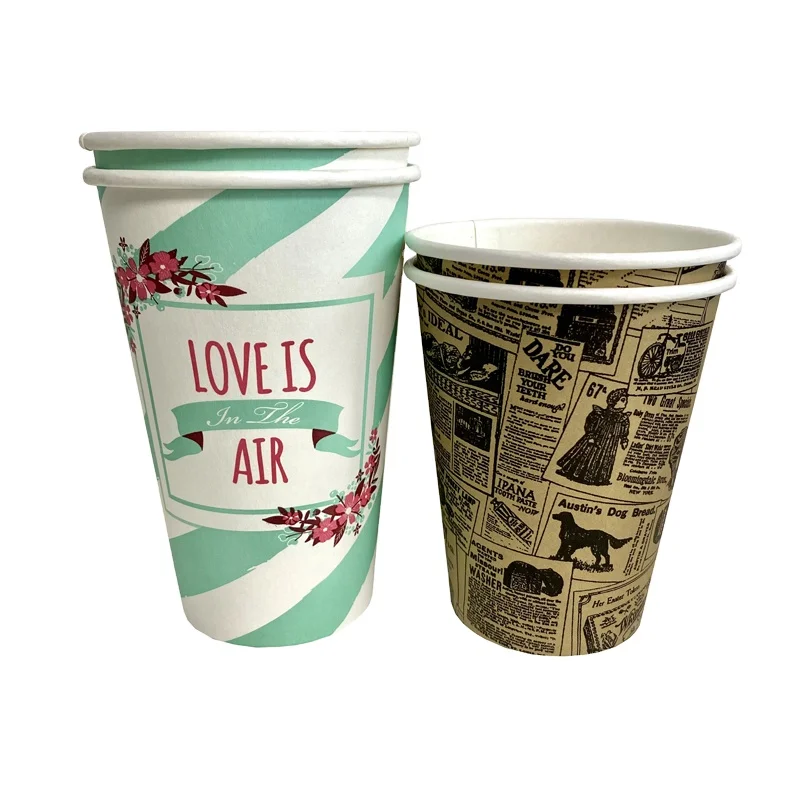 4 OZ 12 OZ 16 OZ High Quality Beverage Use Single Wall Style Paper Material coffee cups with lid