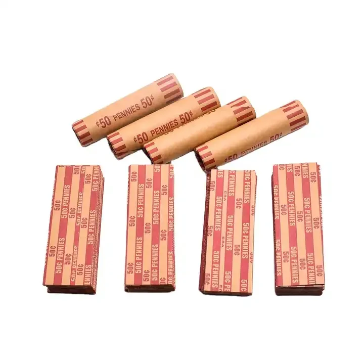 Coin Wrappers with Coin Sorter Tubes  Funnel Shaped Color-Coded Coin Counter Stacking Roll Sorting Tubes Striped Flat Wrappers