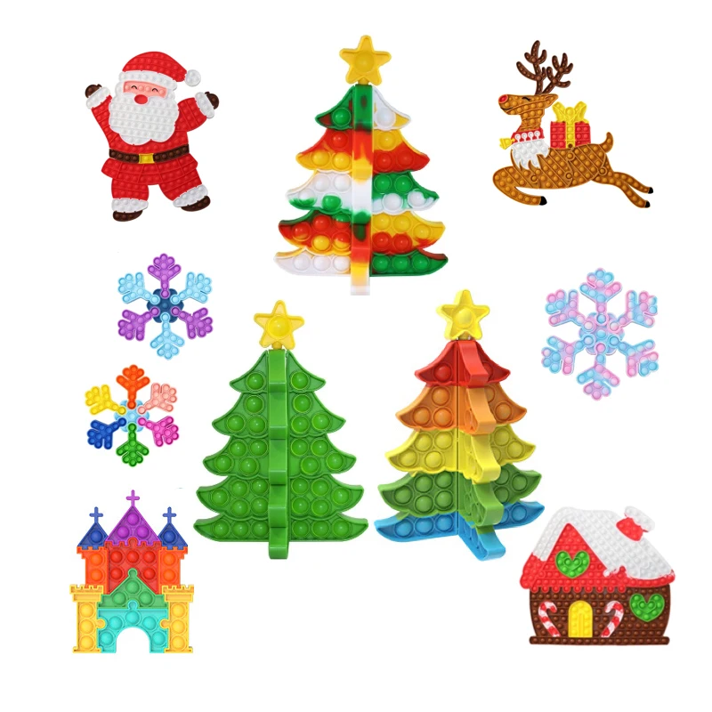 Christmas Gift Splicing 3d puzzles Silicone Push Pop Bubbles Sensory kids educational toys puzzle