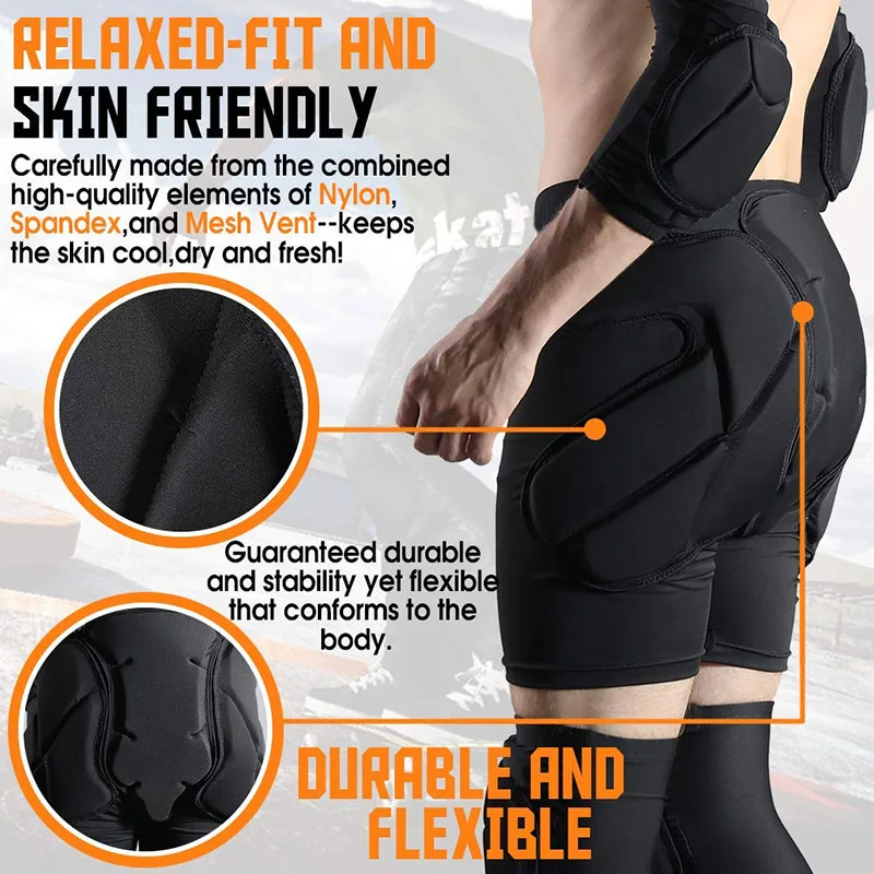 EVA Padded Compression Shorts Impact Resistance Protective Butt Padded Shorts Protection Pants for Ski Skate Snowboard Football