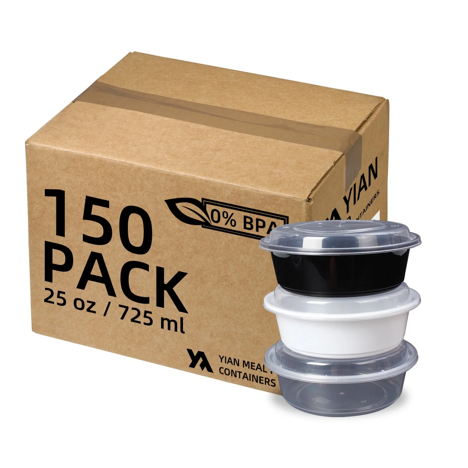 25oz/725ml Microwavable Disposable Plastic Container Packing PP Plastic Meal Prep Containers with Clear Lids