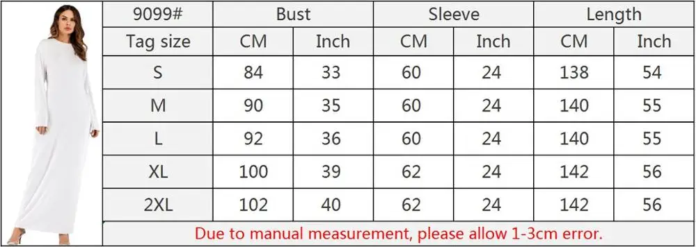 Factory Customize Colors Winter Abaya Inner Dress Women Casual Muslim Dress Islamic Clothing Long Sleeve Dresses