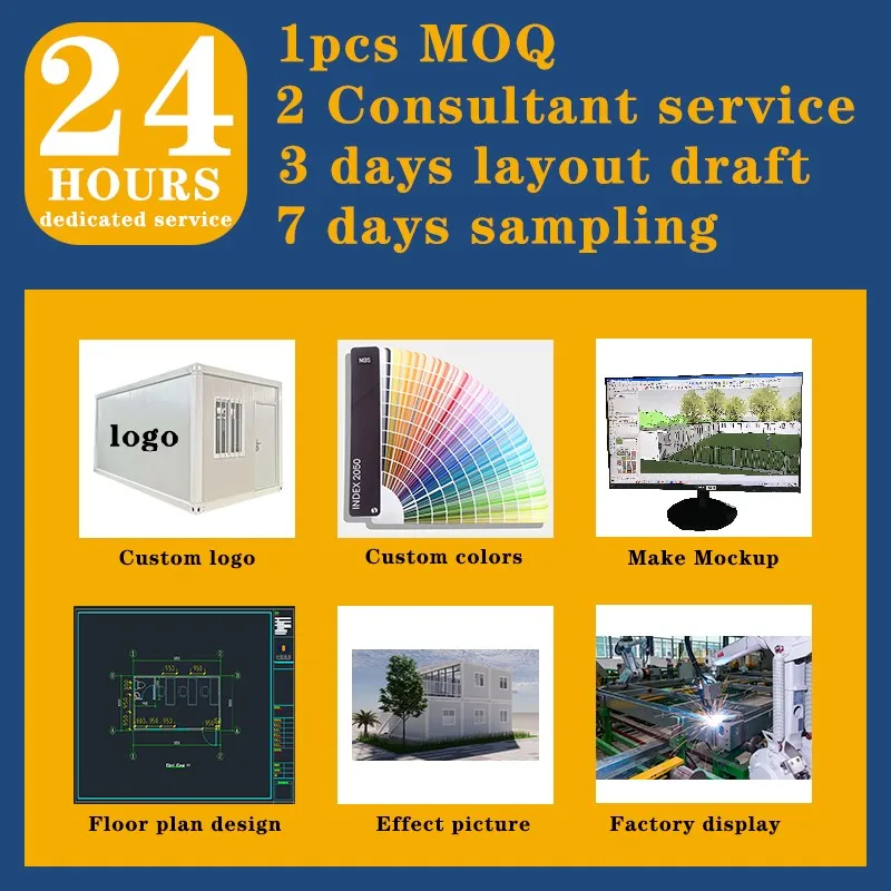 CGCH Tiny Home Garden Office Flat Pack Prefab House Luxurious Light Steel Frame Metal Container Prefabricated House Cabins