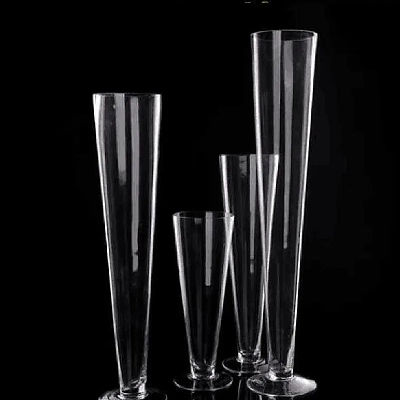 wedding home decor accessories large floor glass vase V-shaped Goblet Table Flowers Road Runner Vase
