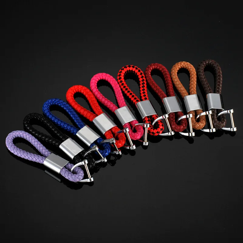 Hand Woven Leather Car KeyChain Detachable Metal  Horseshoe Buckle Key Chain For Men High Quality Gift