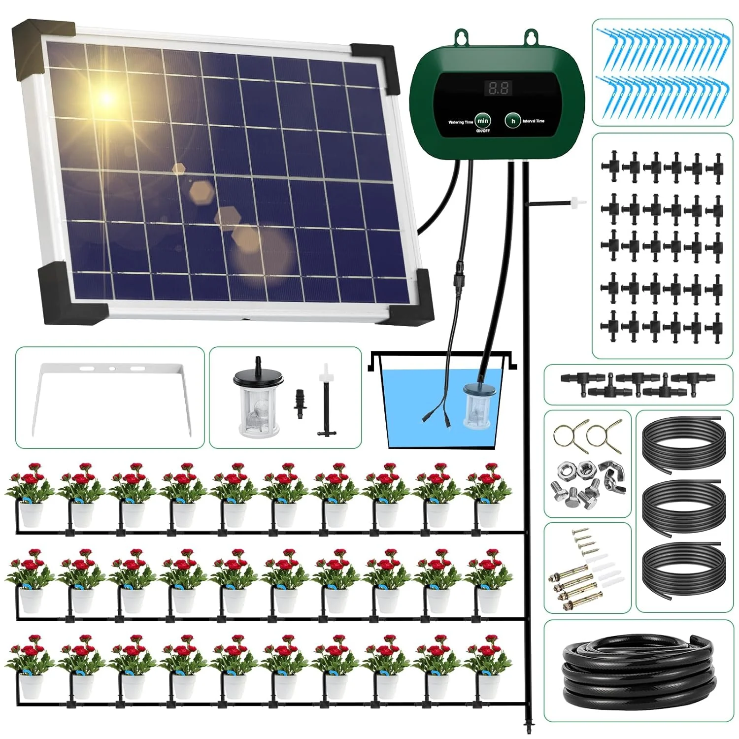 Dropshipping Solar Garden Hydroponics Greenhouse Micro Dripper Controllers Kit Drip Pumps Auto Drip Watering Irrigation System