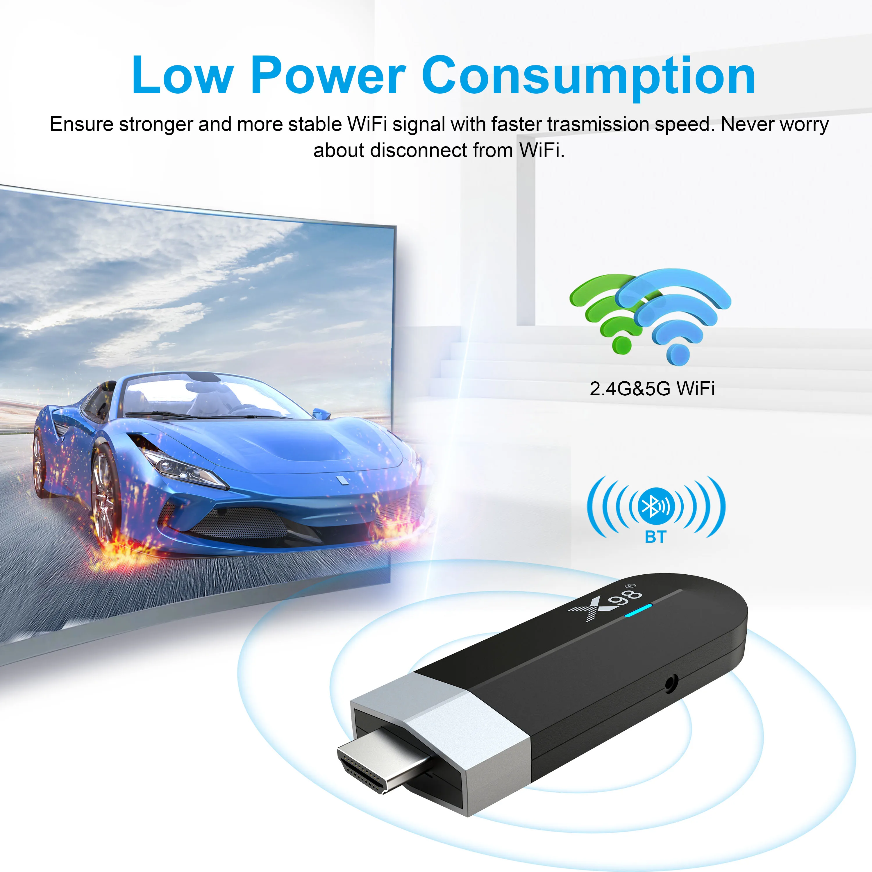 4K mini TV Stick X98 S500 Android 11.0 Smart USB Dongle TV Box Amlogic S905Y4 Chip