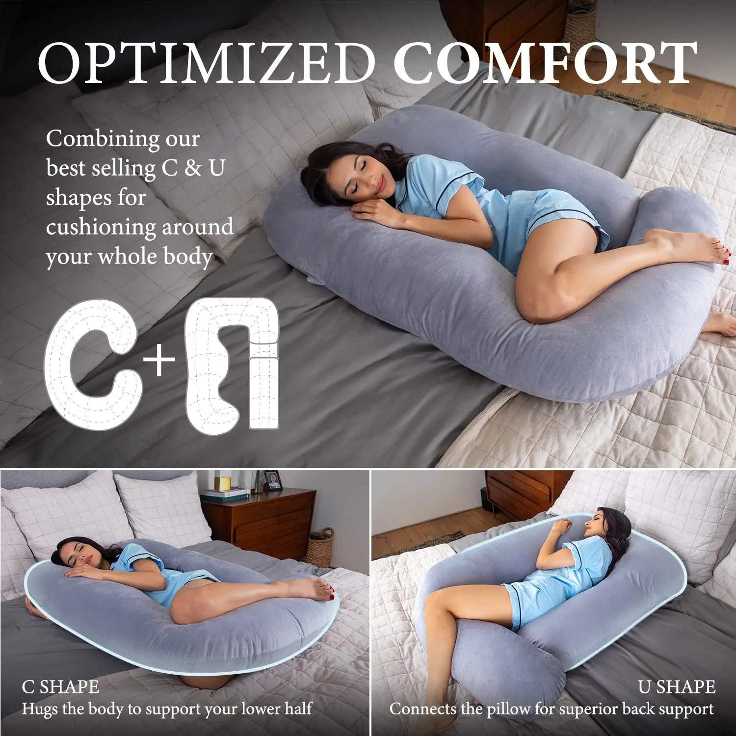Irregular Shaped Pregnancy Oversized Full Body Maternity Pillow Custom Long Body U Shaped C Shape Memory Foam Pregnancy Pillow