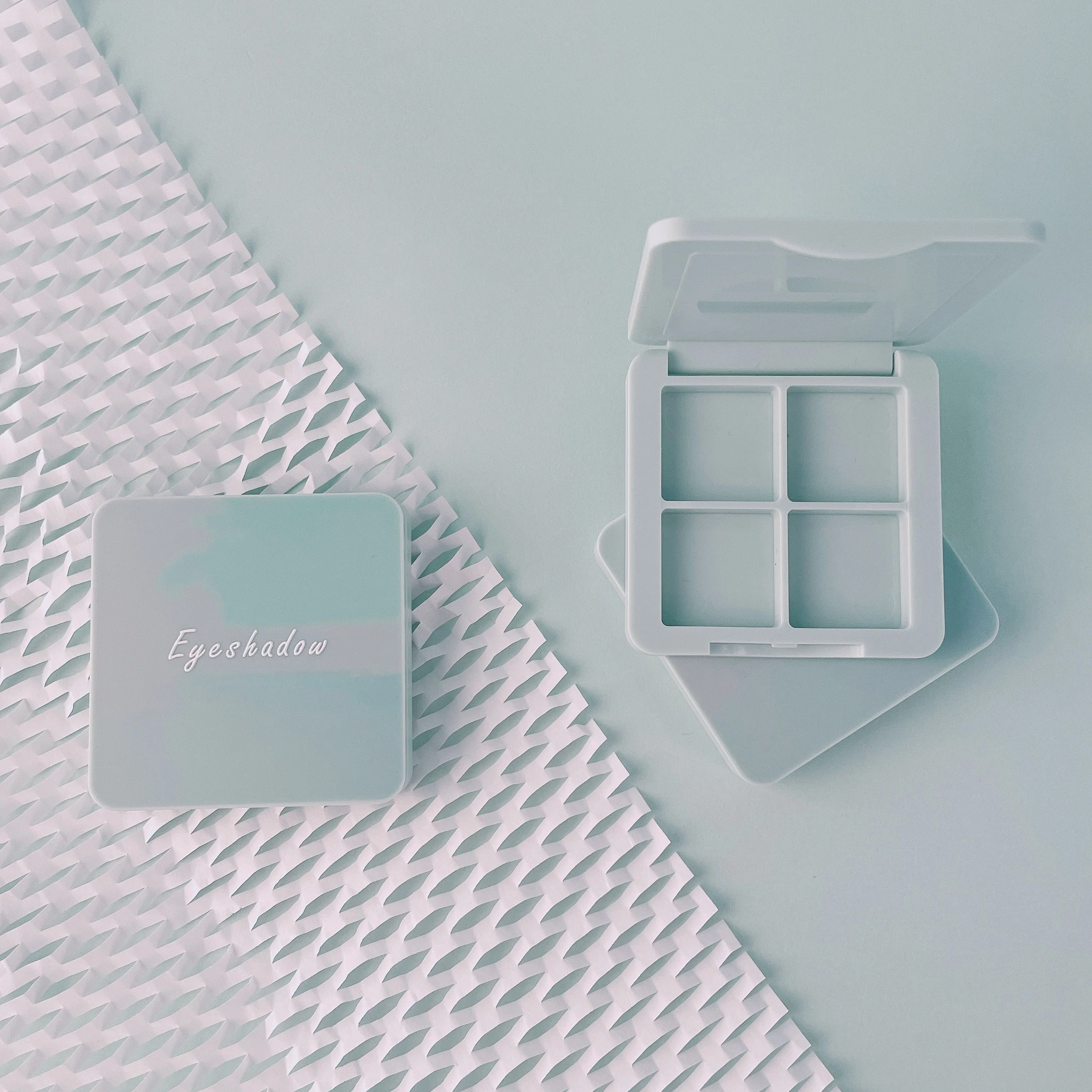 1.5g*4 Custom your brand plastic Clip-on Four-color square eyeshadow compact powder empty container