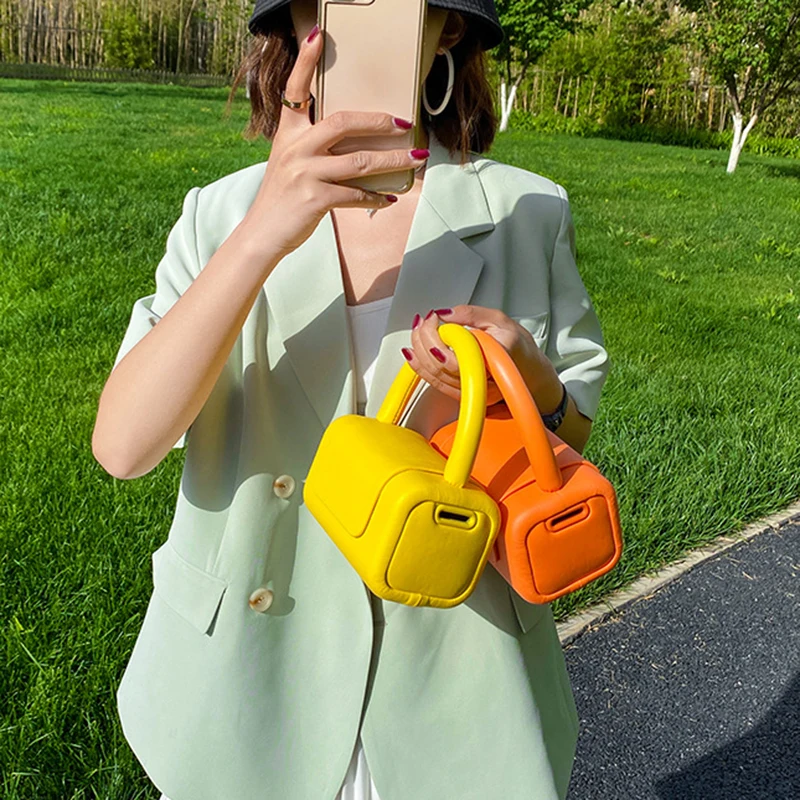 Stylish Women Box Shaped Crossbody Luxury Brand Shoulder Bag Female Mini Handbag Designer Tote Girls Cute Candy Color Purse