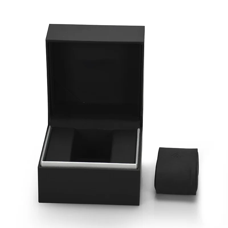 Custom LOGO luxury black white watch box high grade flannelette and cardboard leather single watch box bag for packing