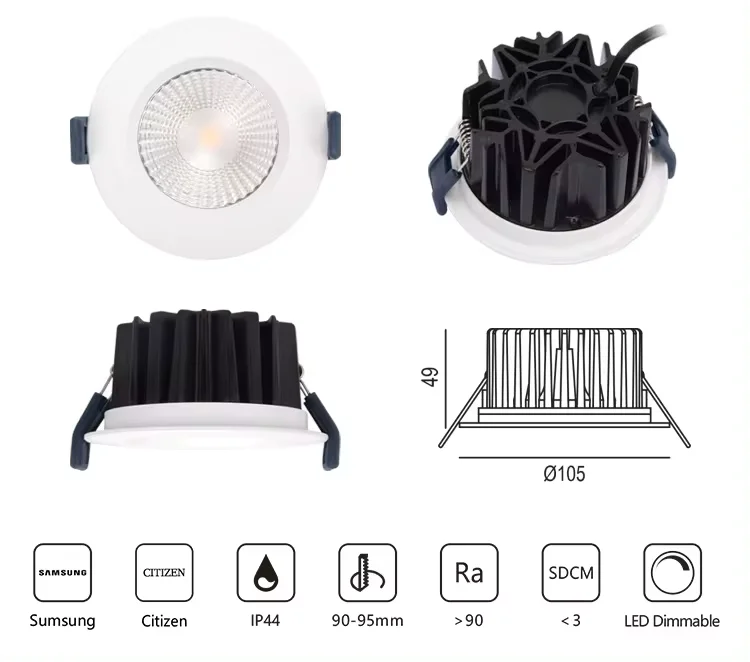 IP65 led downlight fire rated downlight Modern Led Dimmable Downlights