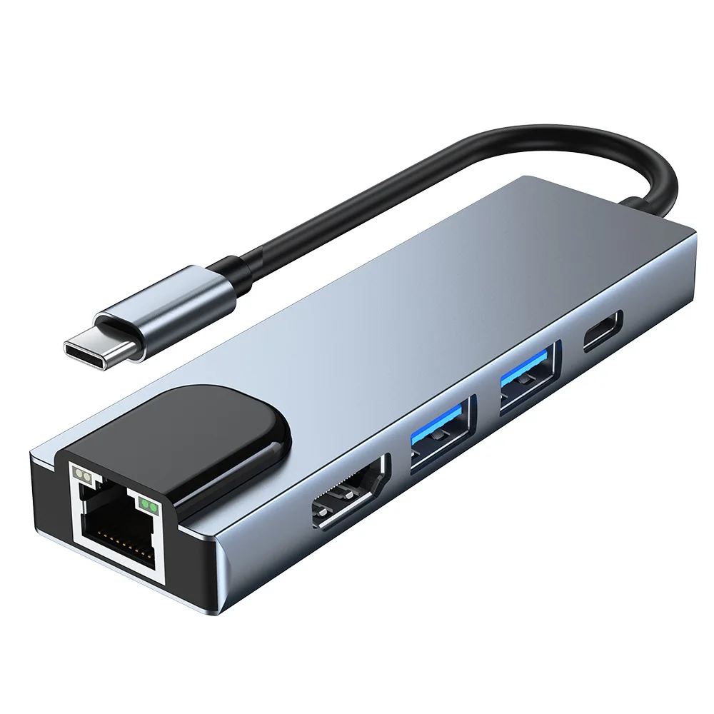 5 In 1 LAN Ethernet HDTV Customized Type C PD 60W 5 in1 converter laptop docking station usb c hub for laptop Macbook