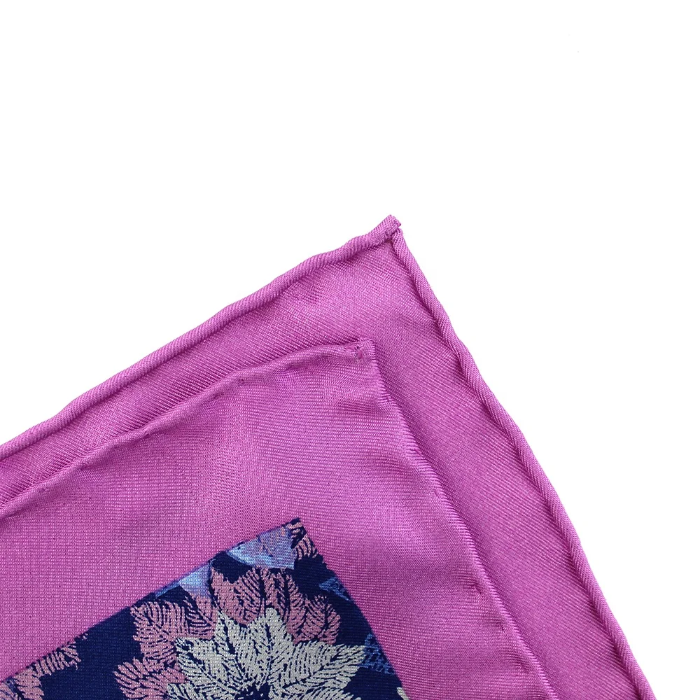 China Supplier Premium Men Business Novelty Fashion Custom Printing Leaf Wholesale Handkerchief Pocket Squares Hand Rolled