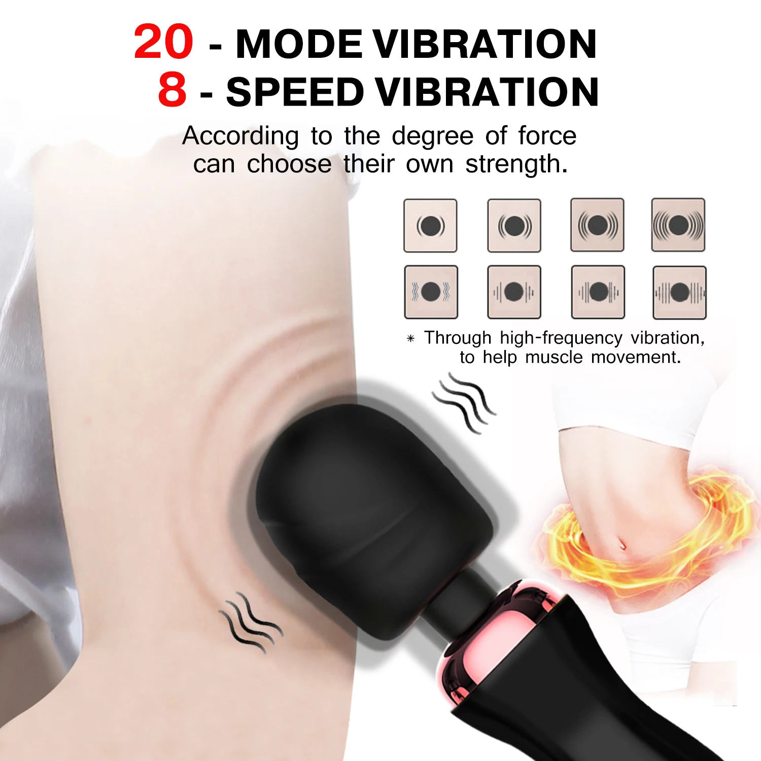 8 Speeds 20 Modes Usb Rechargeable Sex Masaj Japon Handheld Cordless Waterproof Portable Powerful Massager Vibrator