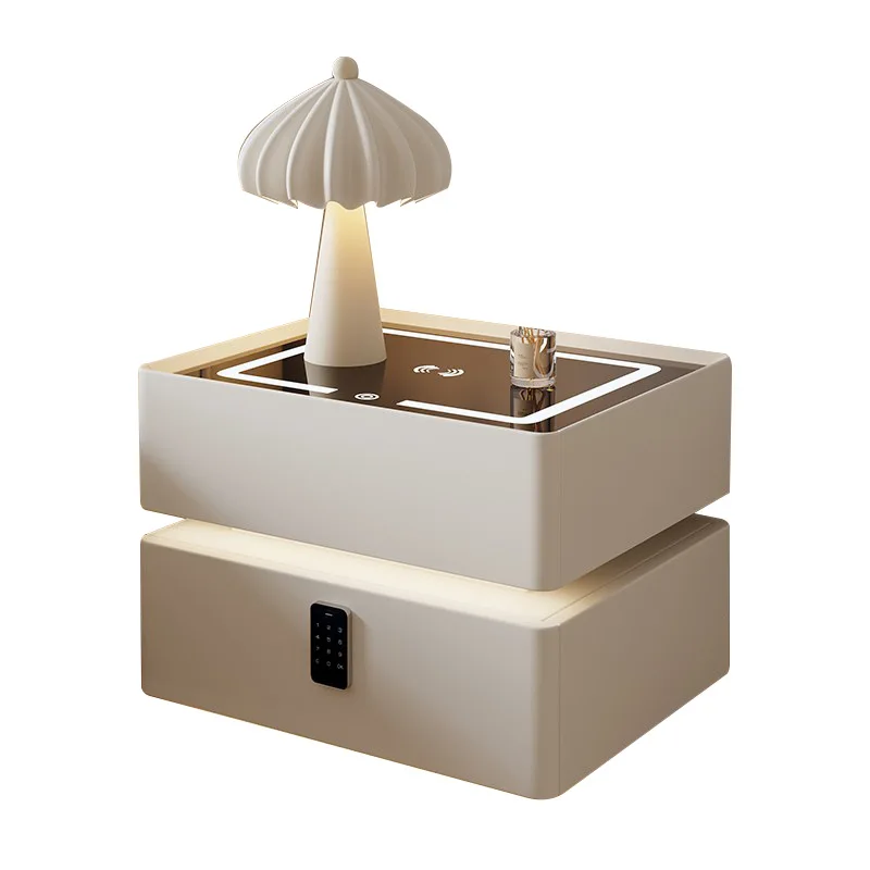 Smart Hanging Wholesale Wooden Safe Luxury Modern Design African Bedside Table Night Light Led Touch Bedside Table