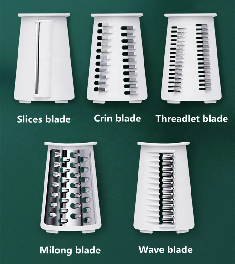 Multi Purpose 5 in 1 Rotary Cheese Grater amazon Hot Selling Vegetable Slicer Cutter Vegetable Grater